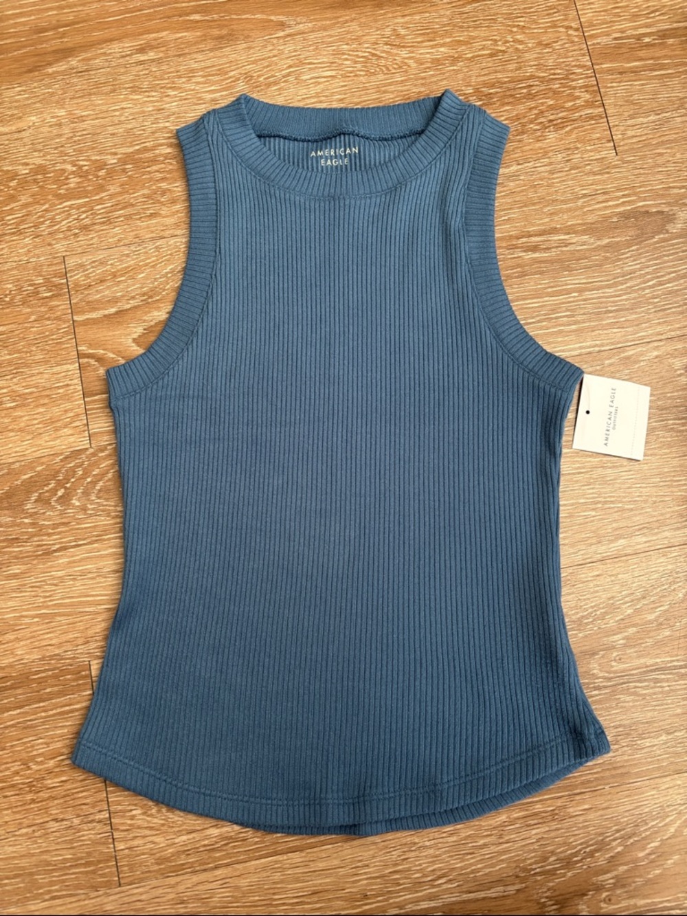 new! American Eagle blue plush high neck tank top, small